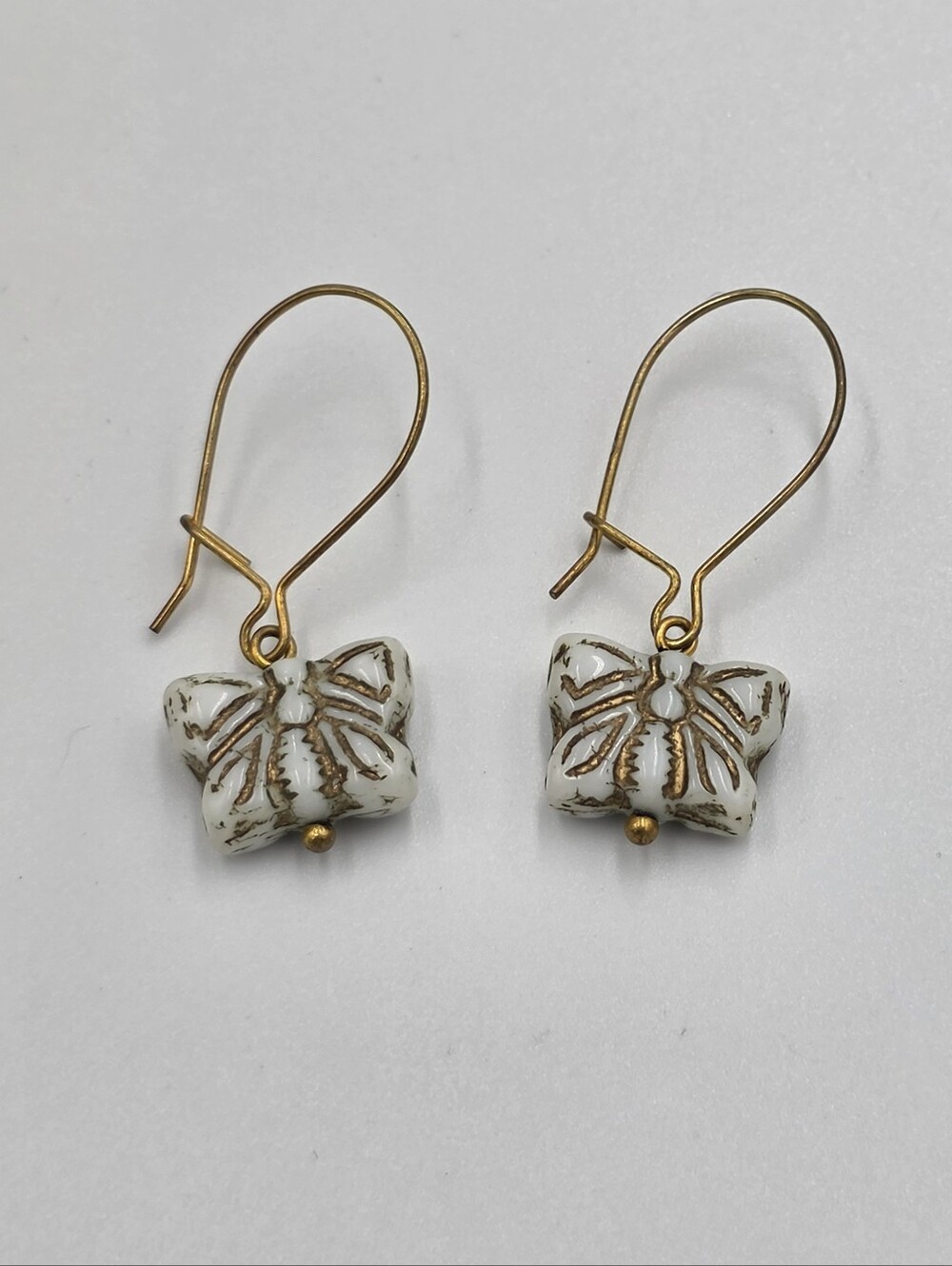 House Of Harlow Gold and White Butterfly Drop Earrings - Women's Jewelry
